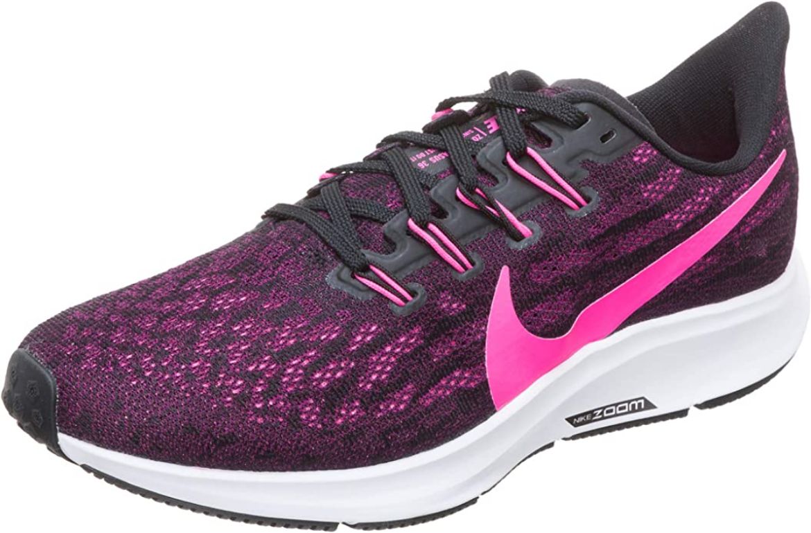 Imagen de Nike Air Zoom Pegasus 36 - Zapatillas de correr para mujer, (Negro/Rosa Blast/True Berry/Blanco)